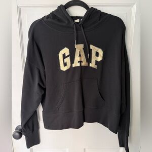 GAP Black Hoodie with Gold Lettering and Sequins - Small